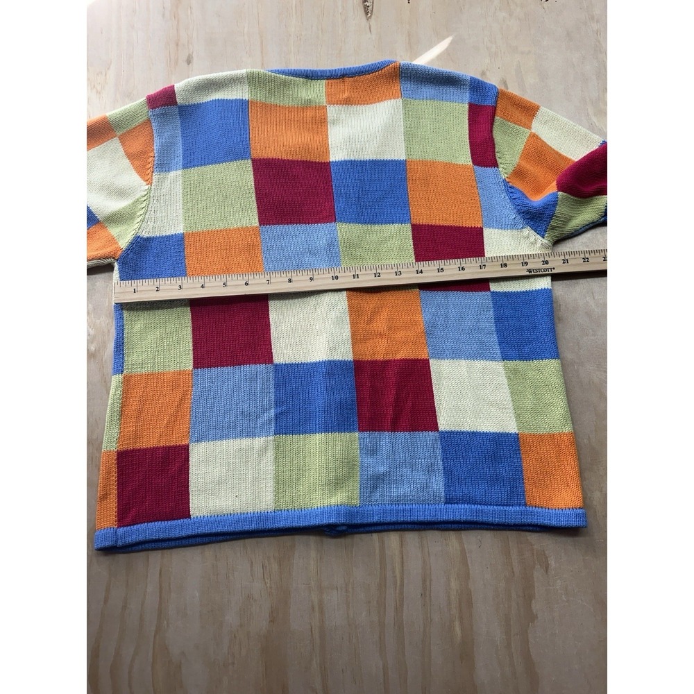 Christopher & Banks Patchwork Color Block Sweater Sz L Cardigan 90's Y2K Vintage - Picture 6 of 6